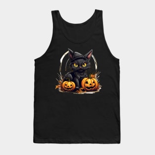 Angry Cat Funny Hallowen Spooky Gift Tank Top